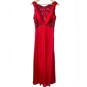La Femme Sequin Lace Ruched Formal Maxi Dress Size 10 Elegant Evening Event‎